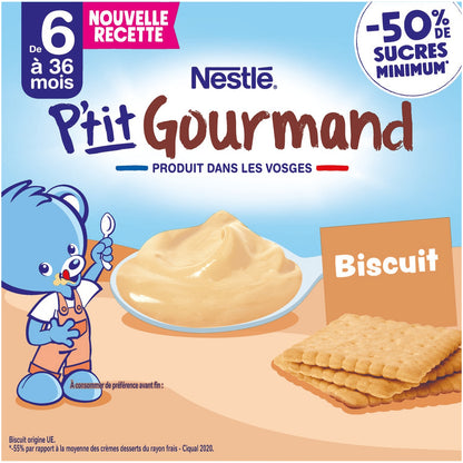 Dessert lacté bébé dès 6 mois Biscuit P'tit Gourmand NESTLE 