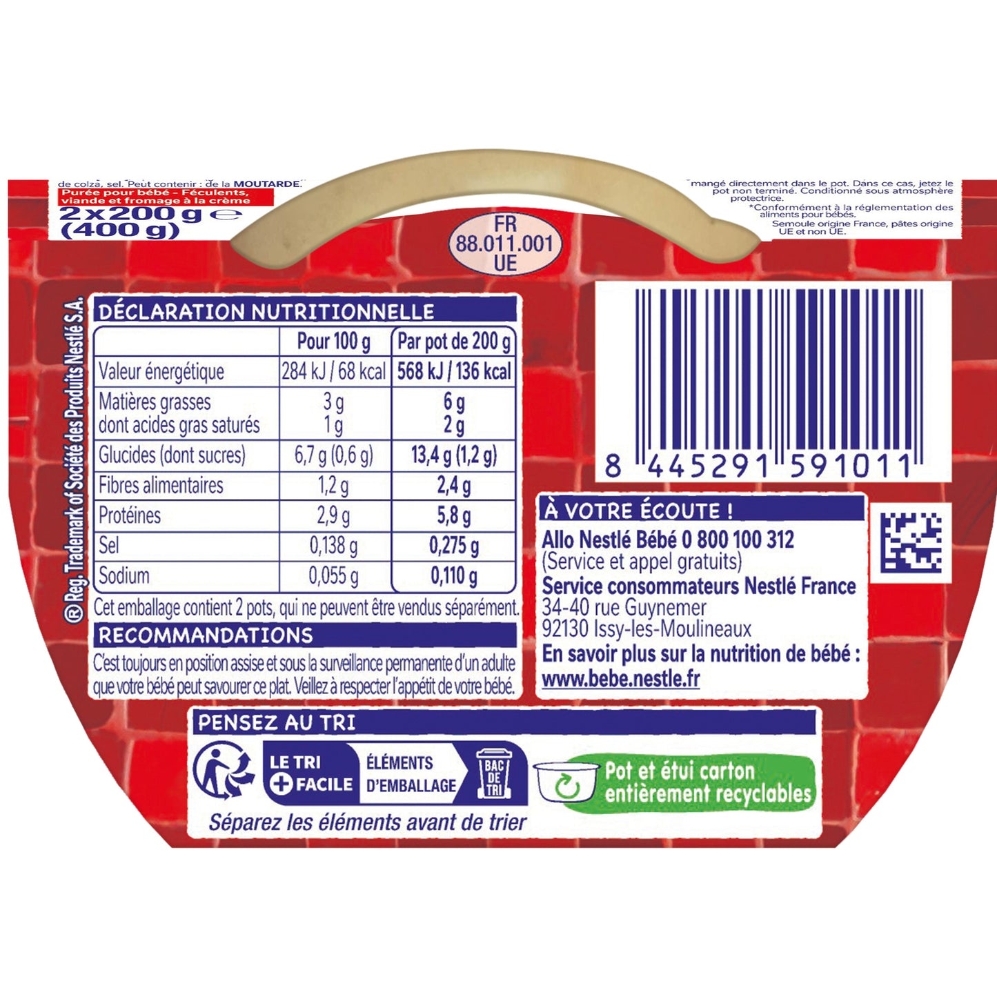 Plat bébé spaghetti façon carbonara NESTLE 
