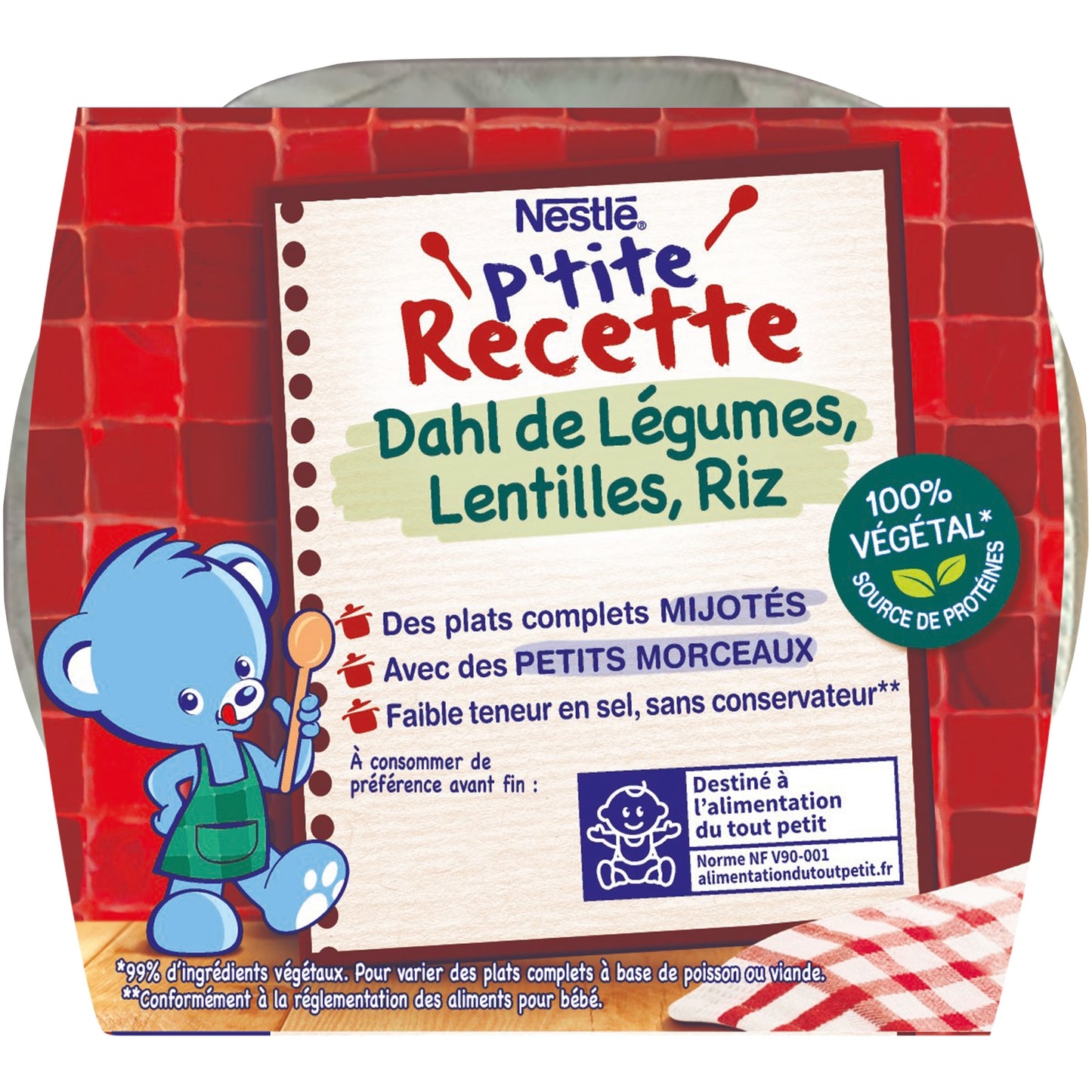 Plat bébé dahl de légumes lentilles riz NESTLE 