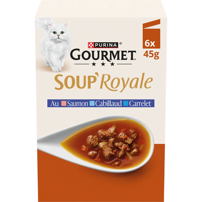 Pâtée pour Chat Adulte en Soupe Royale Saumont Cabillaud Carrelet PURINA 