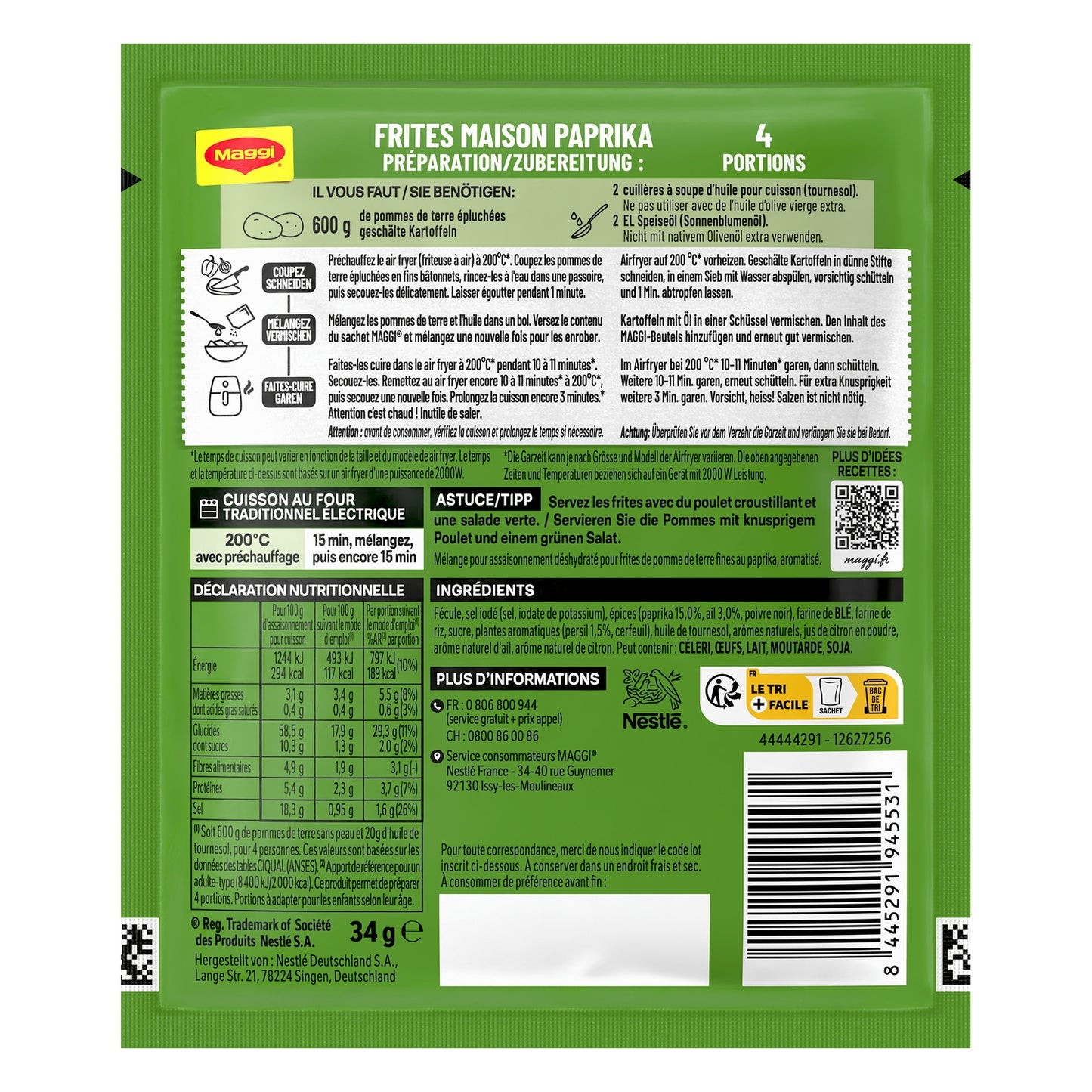Préparation Frites Maison Parika Air Fryer MAGGI 