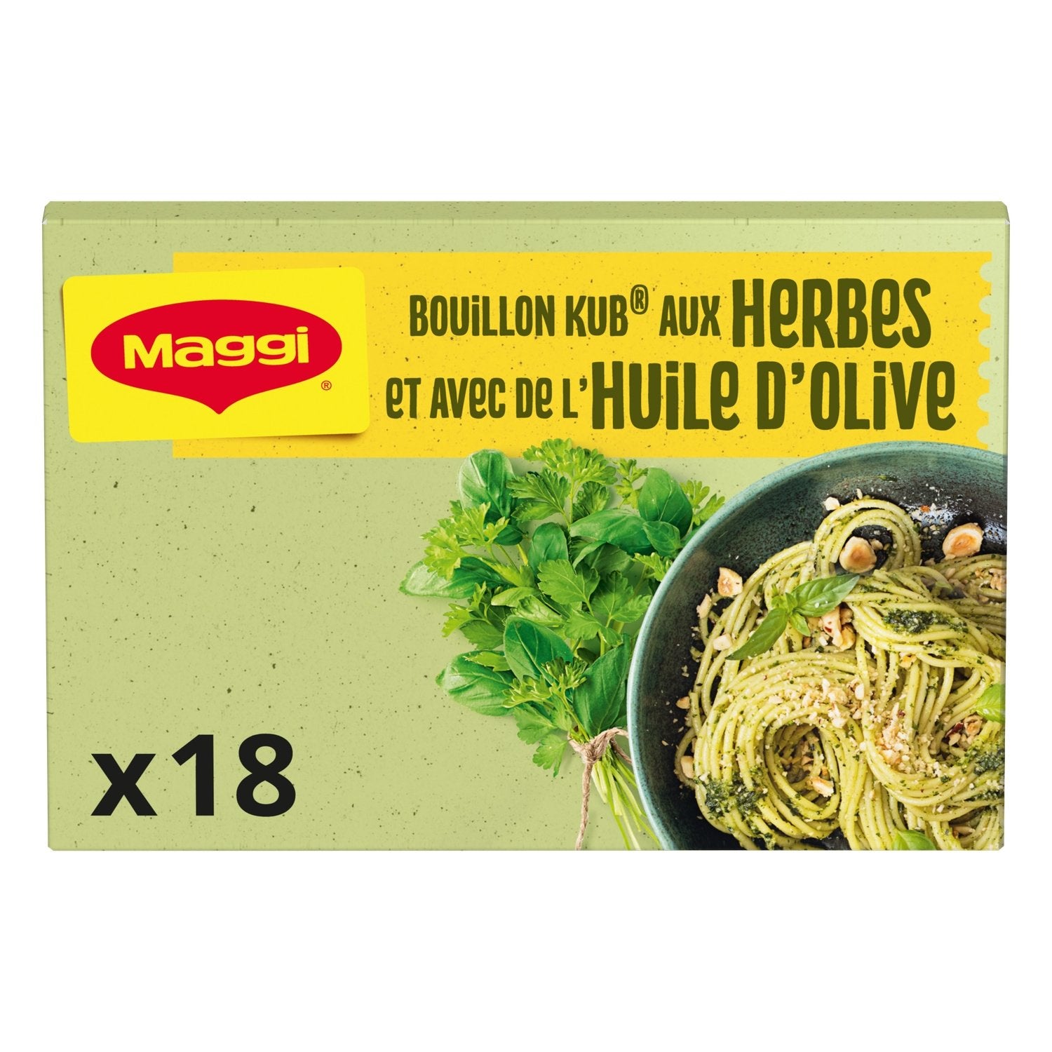 Bouillon Kub aux Herbes et à l'Huile d'Olive MAGGI la boite de 18 cubes