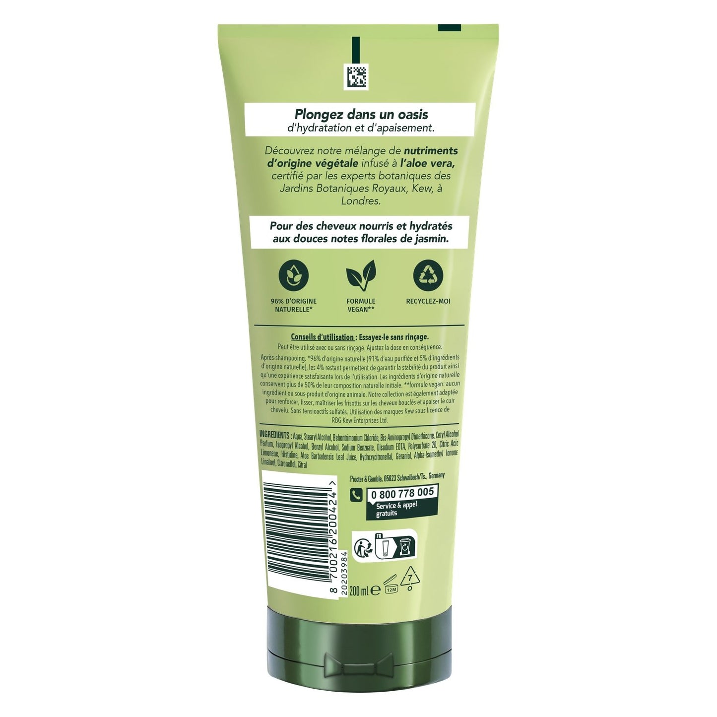 Après-Shampoing Hydratant Cheveux Secs Aloe Vera et Jasmin Sans Sulfate HERBAL ESSENCES