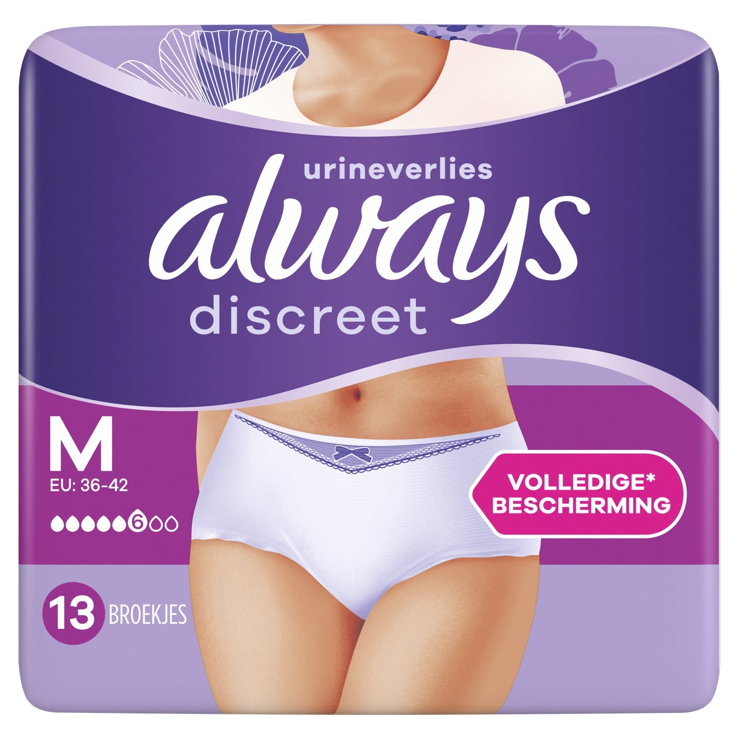 Culottes fuites urinaires Taille M Proctection Integrale Blanc Discreet ALWAYS 
