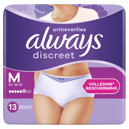 Culottes fuites urinaires Taille M Proctection Integrale Blanc Discreet ALWAYS 