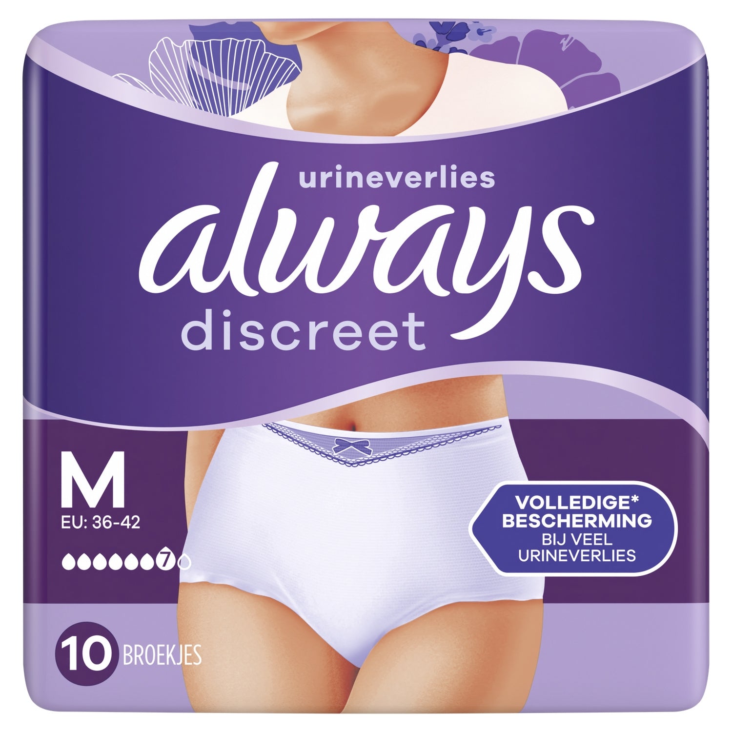 Culottes fuites urinaires Taille M Protection Intégrale Blanc Discreet ALWAYS 
