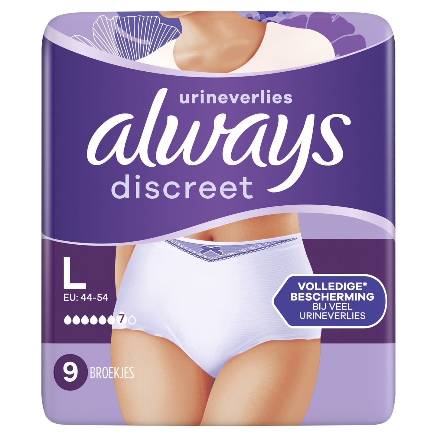 Culottes fuites urinaires Taille L Proctection Integrale Blanc Discreet ALWAYS 