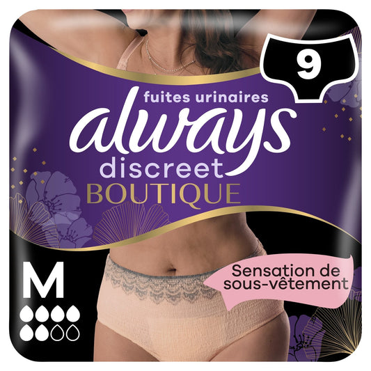 Culotte Fuite Urinaire Taille M Beige Discreet Boutique ALWAYS le pack de 9 culottes