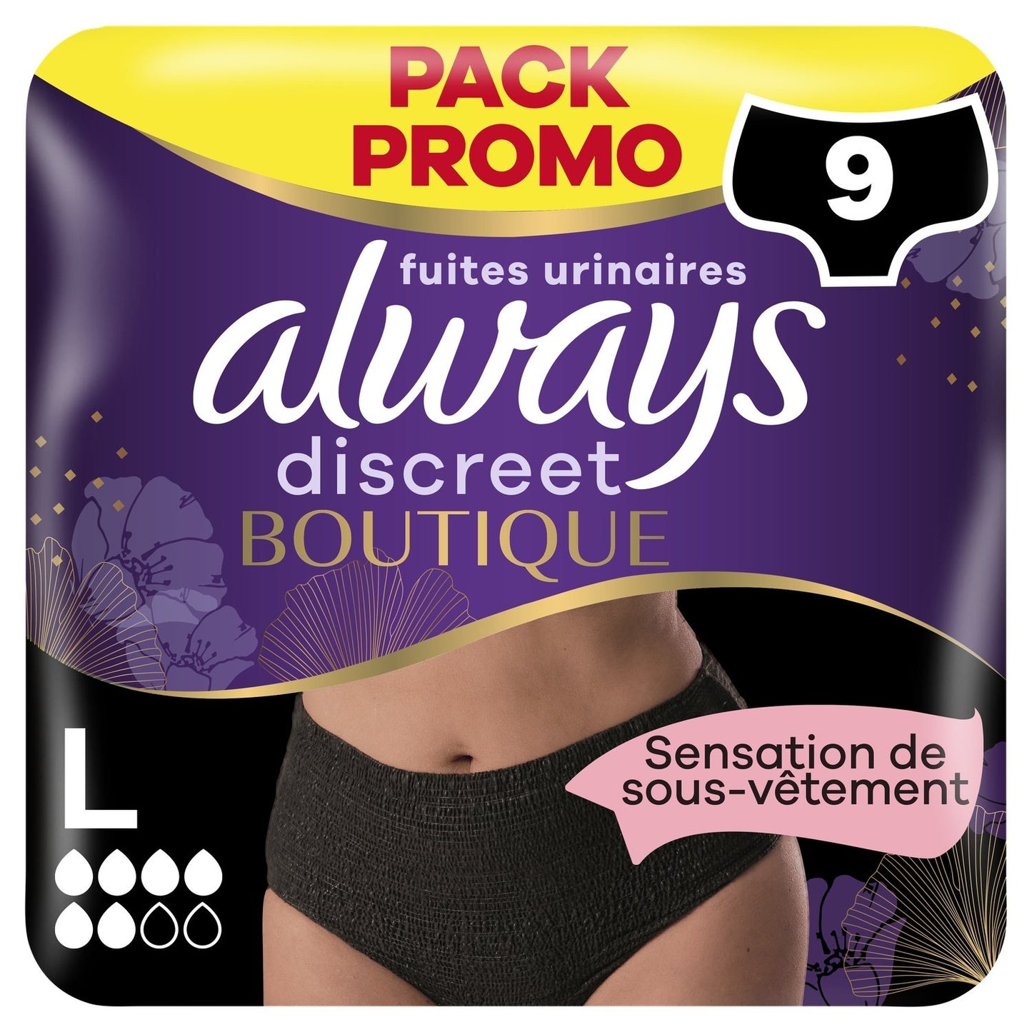 Urinary Leak Proof Panties Size L Black Discreet Shop ALWAYS