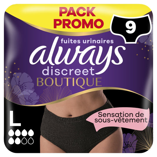 Culottes Fuites Urinaires Taille L Noir Discreet Boutique ALWAYS