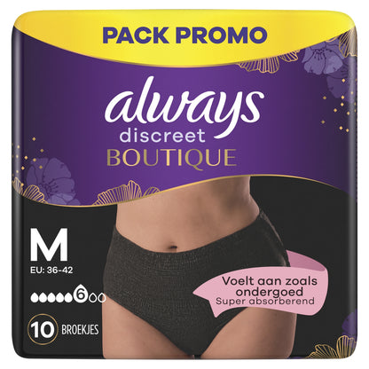 Urinary Leak Proof Panties Size M Black Discreet Shop ALWAYS