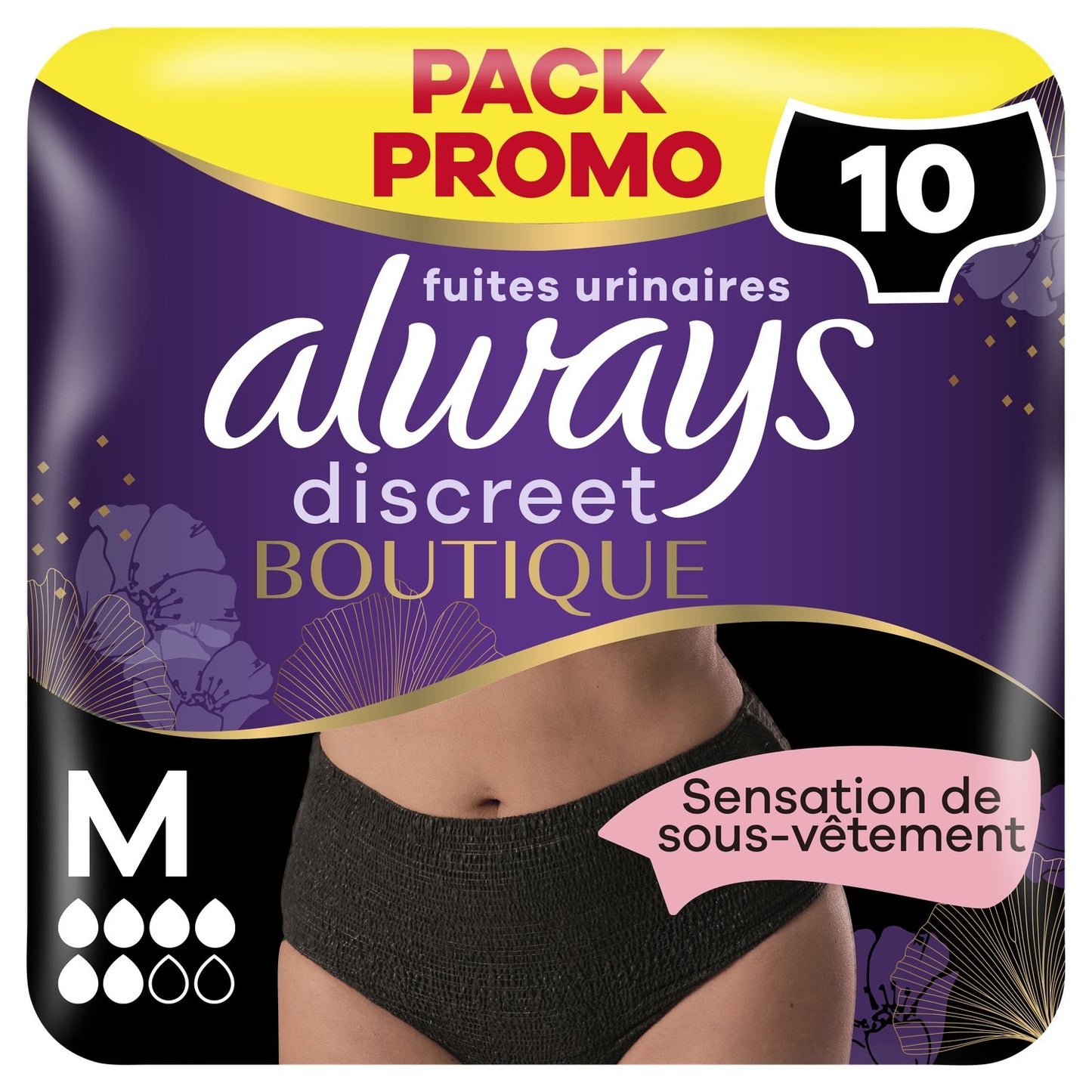 Urinary Leak Proof Panties Size M Black Discreet Shop ALWAYS
