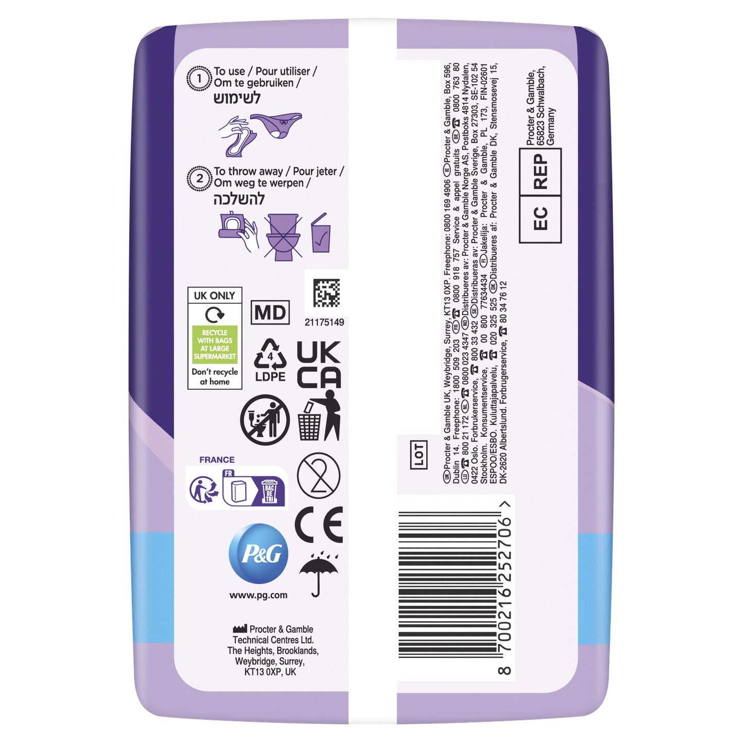 Serviettes Fuite Urinaire Long Discreet Protection Intégrale DISCREET