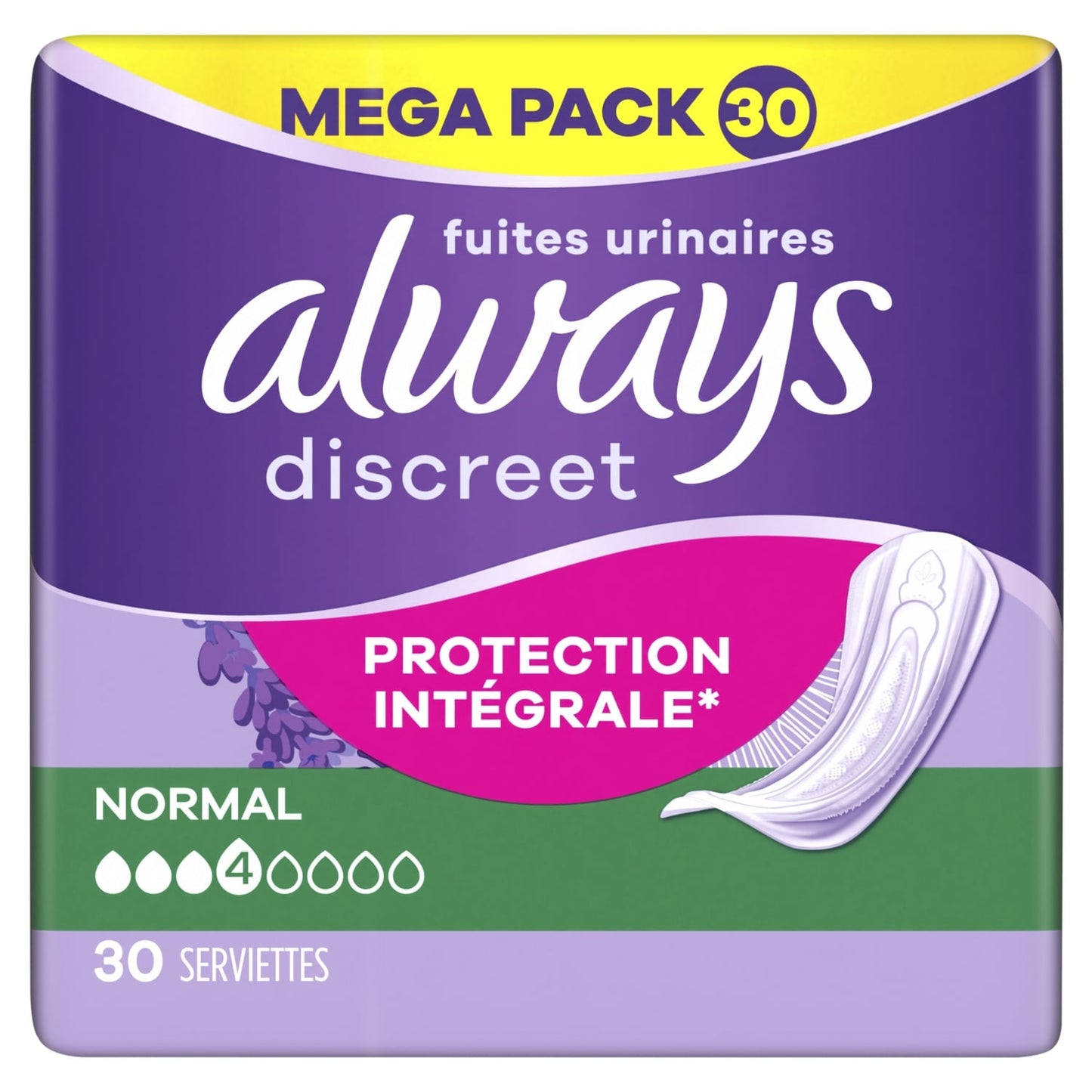 Serviettes Fuite Urinaire Normal Protection Intégrale DISCREET 