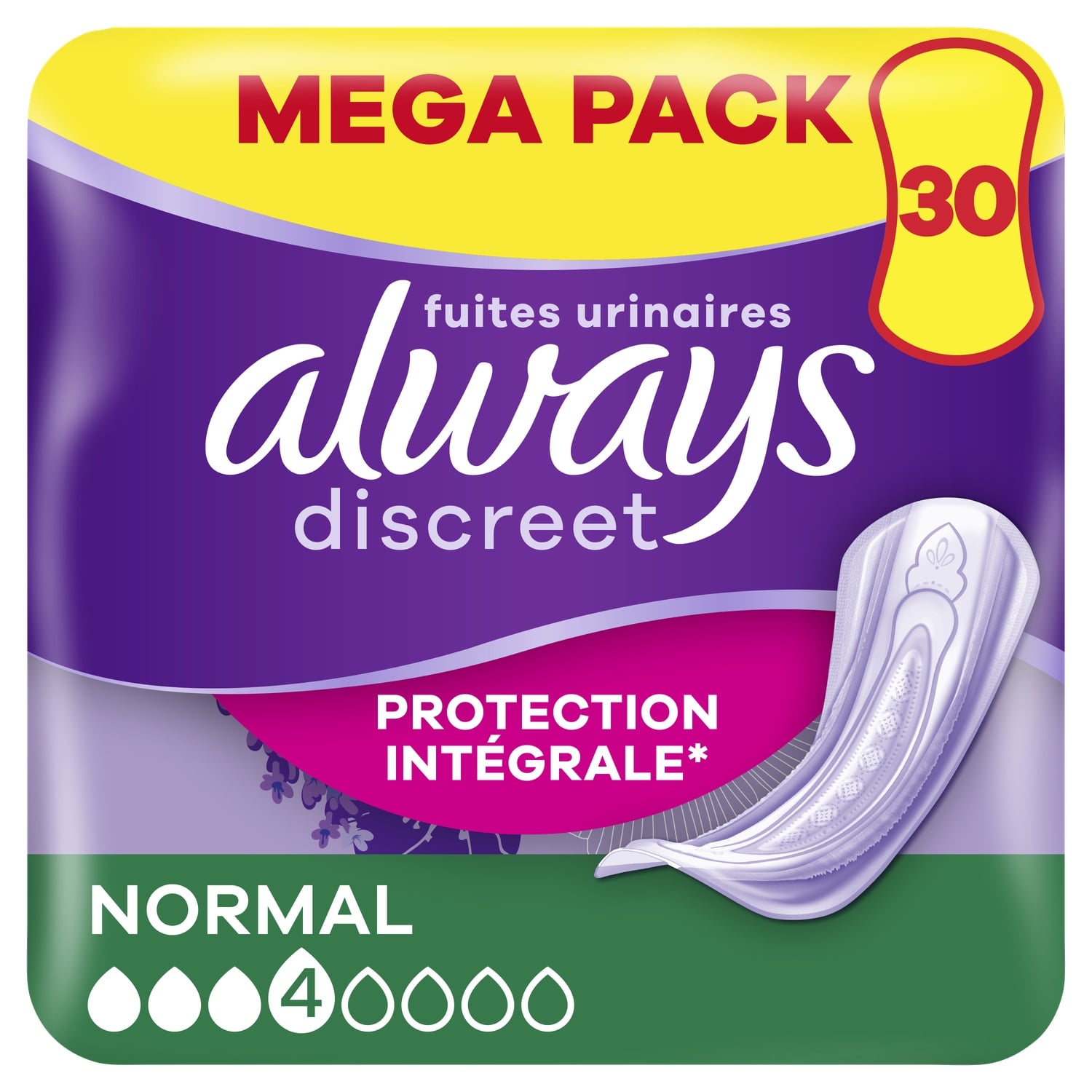 Serviettes Fuite Urinaire Normal Protection Intégrale DISCREET 