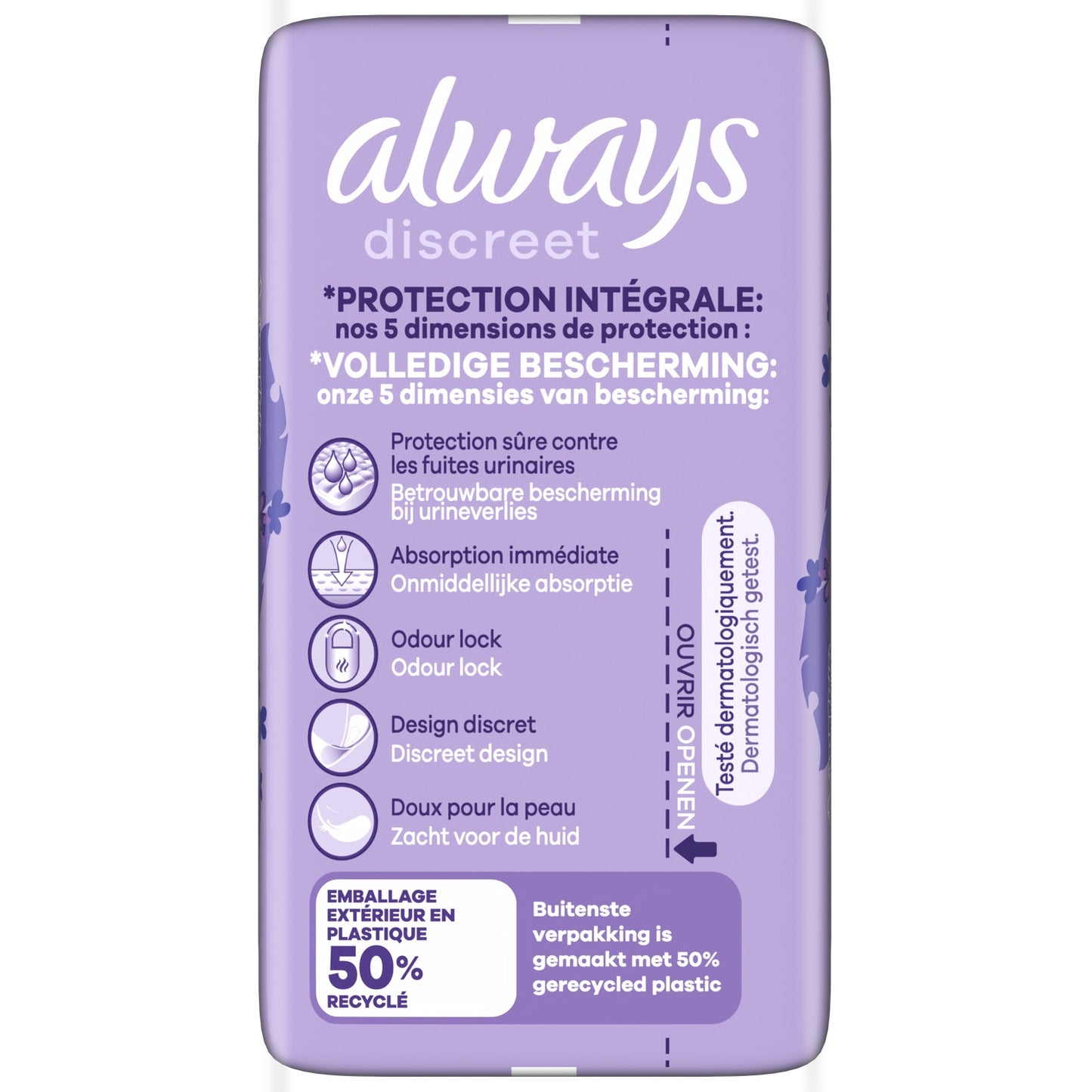 Serviettes Fuite Urinaire Long Discreet Protection Intégrale ALWAYS 