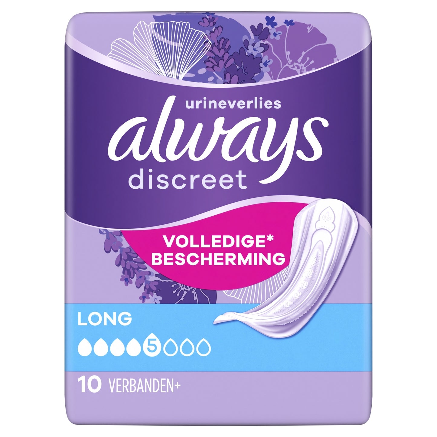 Serviettes Fuite Urinaire Long Discreet Protection Intégrale ALWAYS 