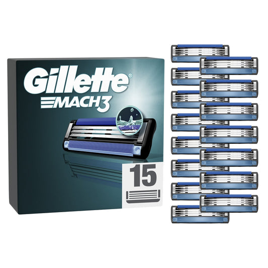 Lames de Rasoir pour Homme Mach 3 GILLETTE le paquet de 15 recharges de lames