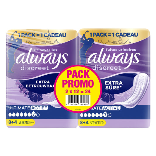 Serviettes Hygiéniques Fuites Urinaires Ultimate Active Extra Sûre ALWAYS