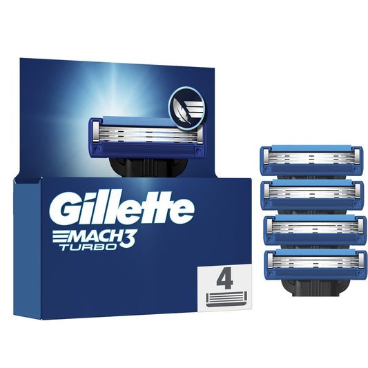 Lames de Rasoir pour Homme Mach 3 Turbo GILLETTE le lot de 4 recharges de Lames