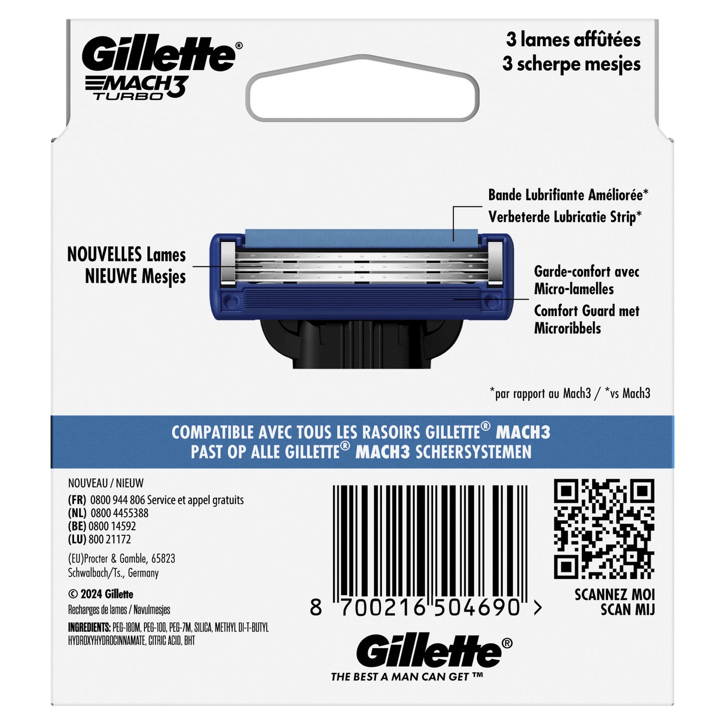 Lames de rasoir Pour Homme Mach 3 Turbo GILLETTE 