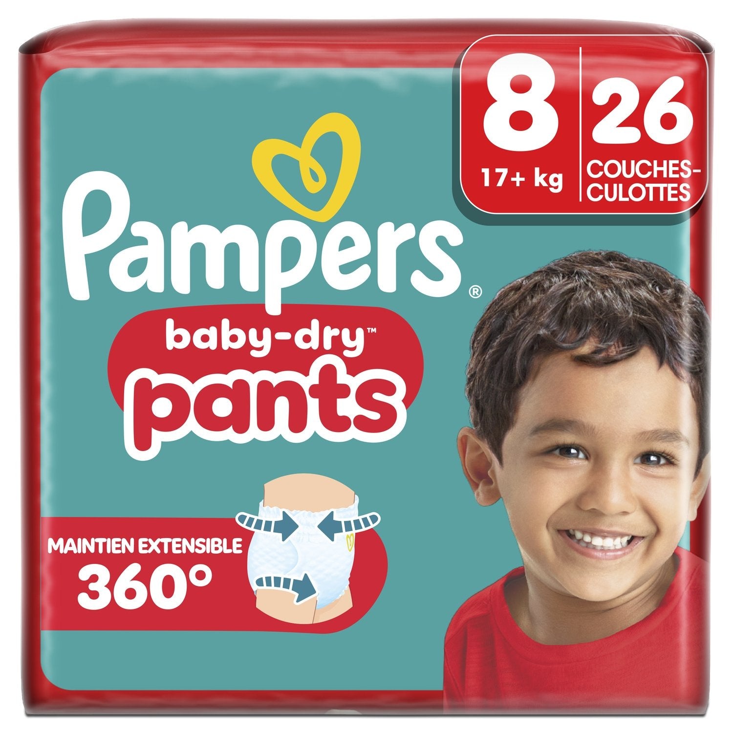 Couches Culottes Bébés Baby-Dry Pants 17+kg Taille 8 Maintien Extensible PAMPERS le paquet de 26 couches culottes