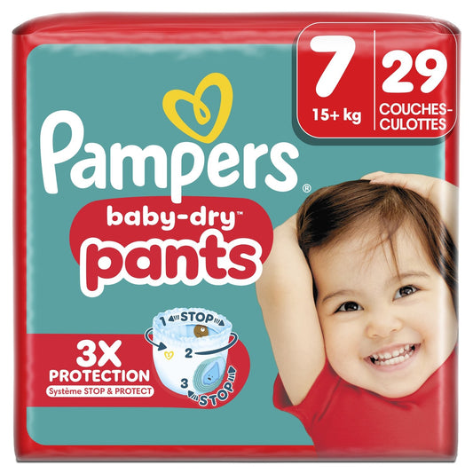 Couches Culottes Bébés Baby-Dry Pants T7 15+kg PAMPERS le paquets de 29 couches culottes