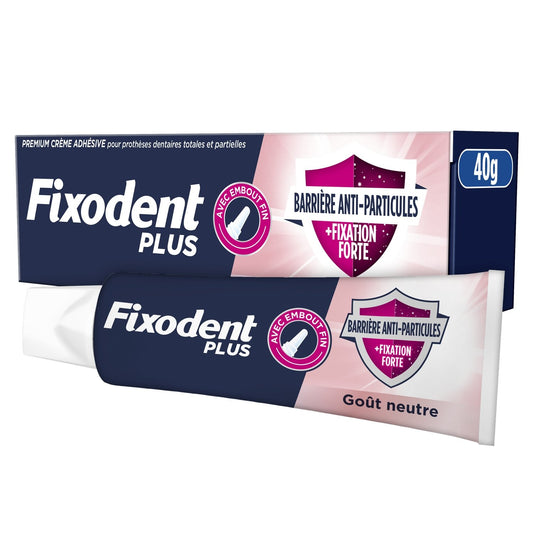Crème Adhésive pour Prothèses Barrière Anti-Particules + Fixation Forte FIXODENT le tube de 40g