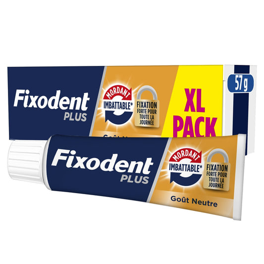 Crème Adhésive pour Prothèses Mordant Imbattable  Fixation Forte pour Tout la Journée FIXODENT le tube 57g
