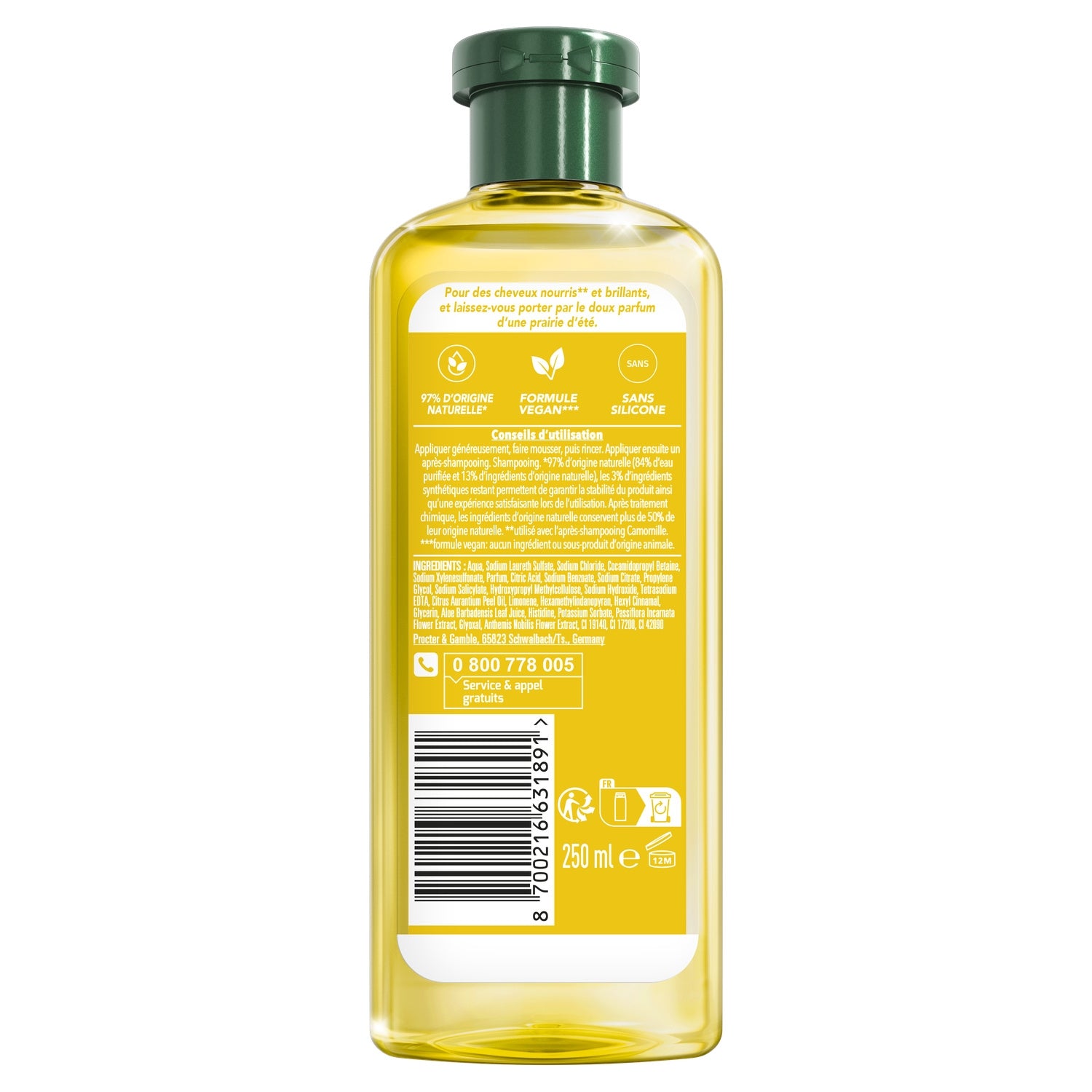 Shampoing Souplesse Et Brillance pour Cheveux normaux Camomille HERBAL ESSENCES 