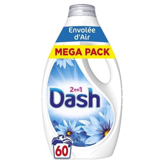 Lessive Liquide 2en1 Envolée d'Air DASH le bidon de 2700mL