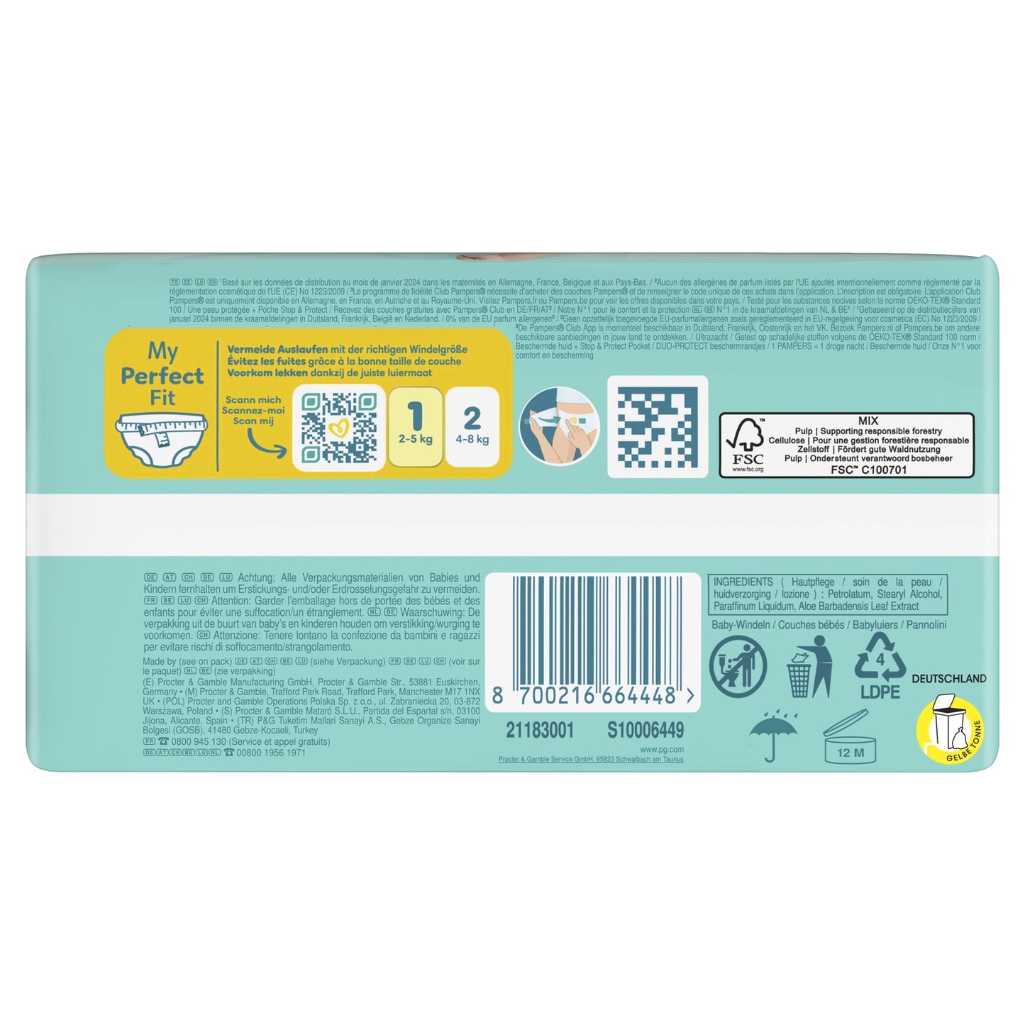 Couches Bébés Prenium Protection 2-5kg Taille 1 PAMPERS