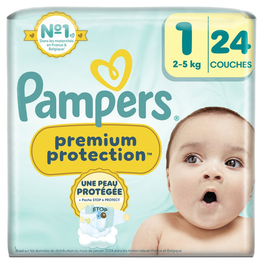 Couches Bébés Prenium Protection 2-5kg Taille 1 PAMPERS le paquet de 24 couches bébés