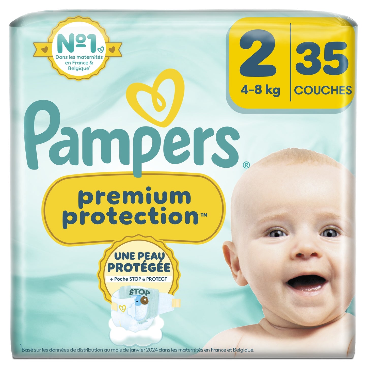 Couches Bébés Prenium Protection 4-8kg Taille 2 PAMPERS 