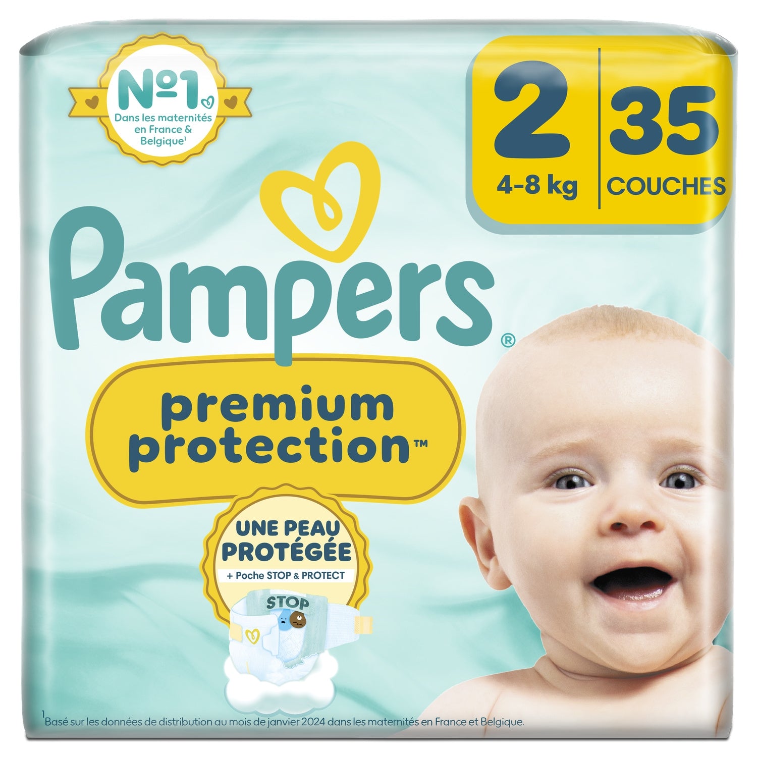 Couches Bébés Prenium Protection 4-8kg Taille 2 PAMPERS 