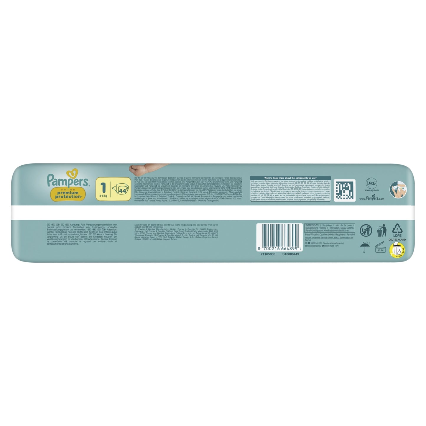 Couches Bébés Premium Protection T1 2-5kg PAMPERS 