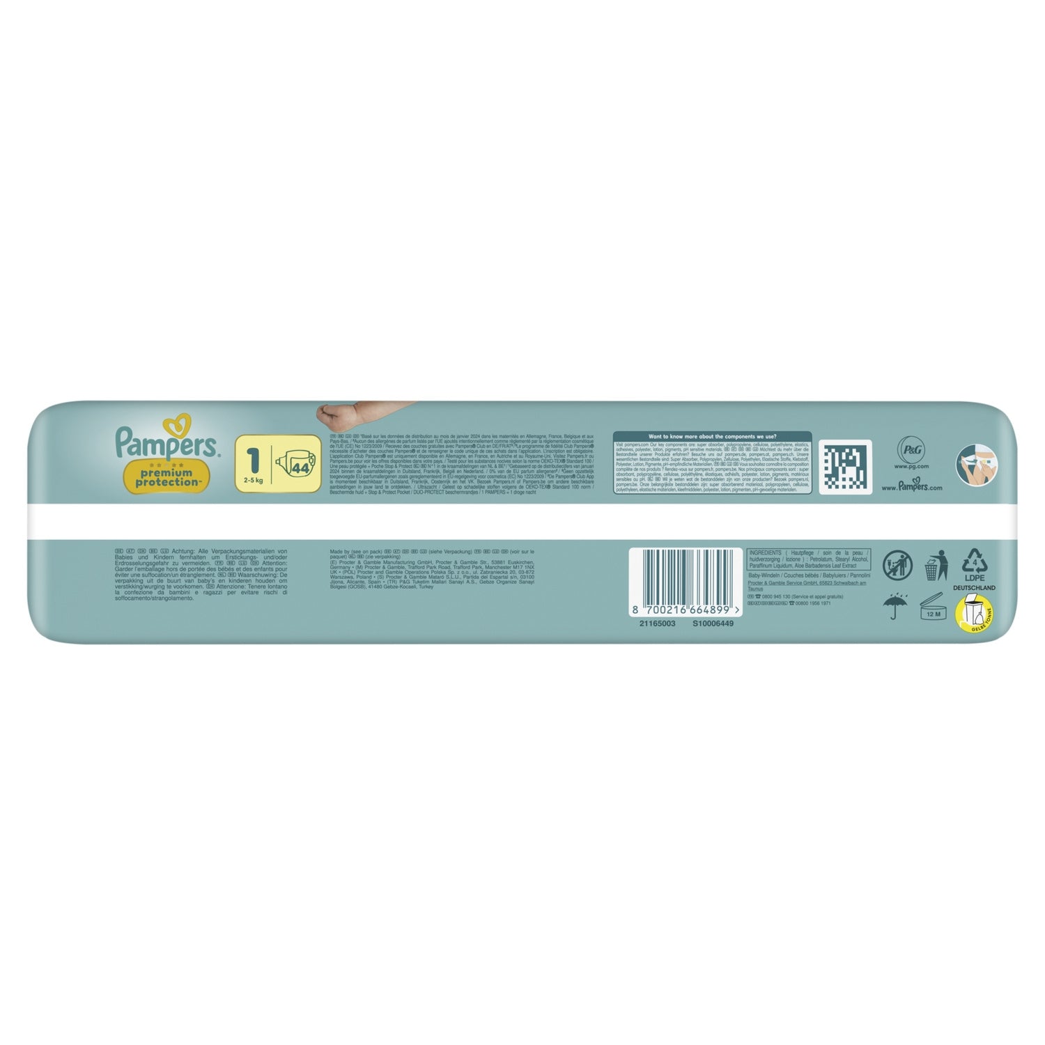 Couches Bébés Premium Protection T1 2-5kg PAMPERS 