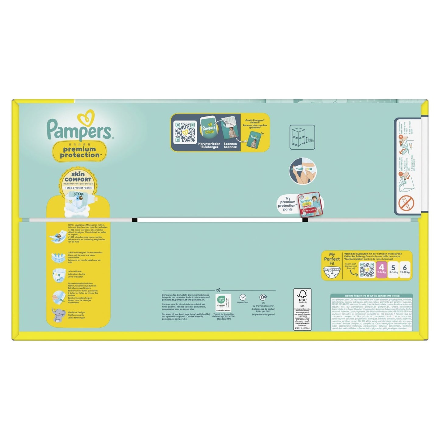 Couches Bébés Prenium Protection 9-14kg Taille 4 PAMPERS