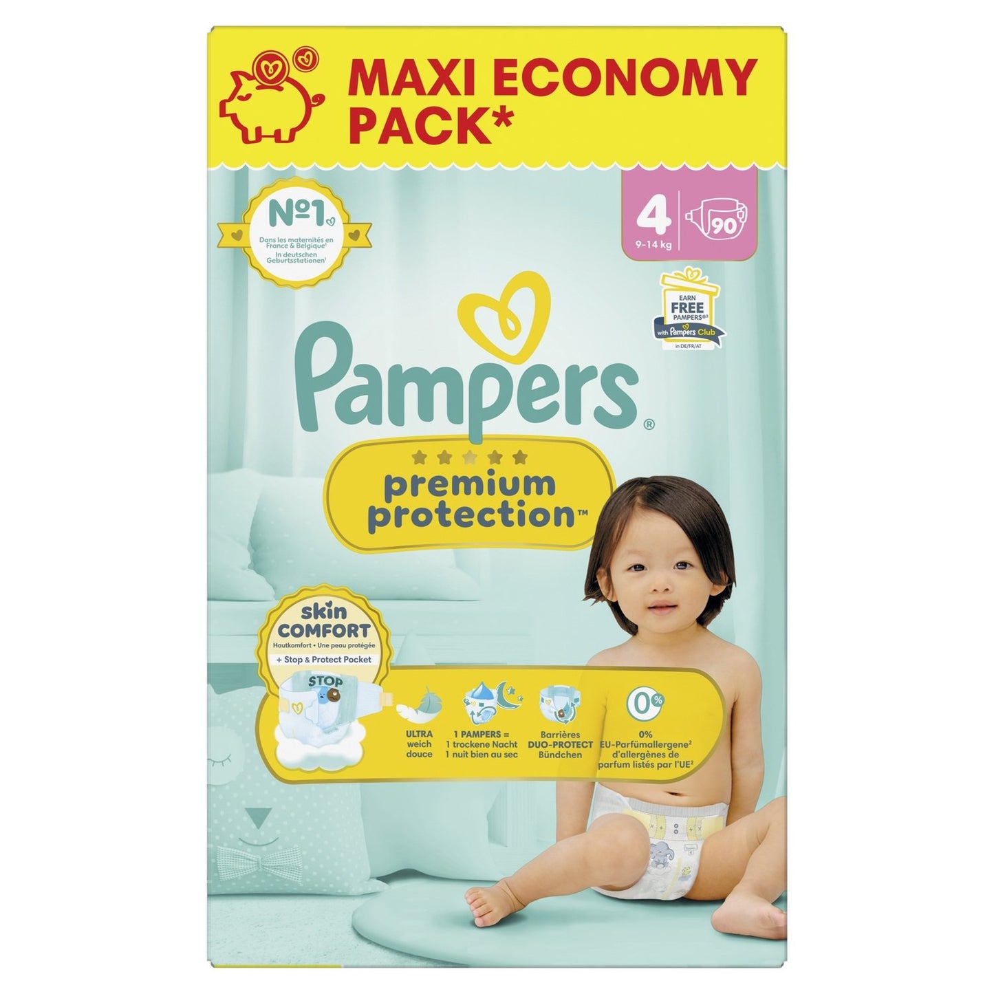 Couches Bébés Prenium Protection 9-14kg Taille 4 PAMPERS