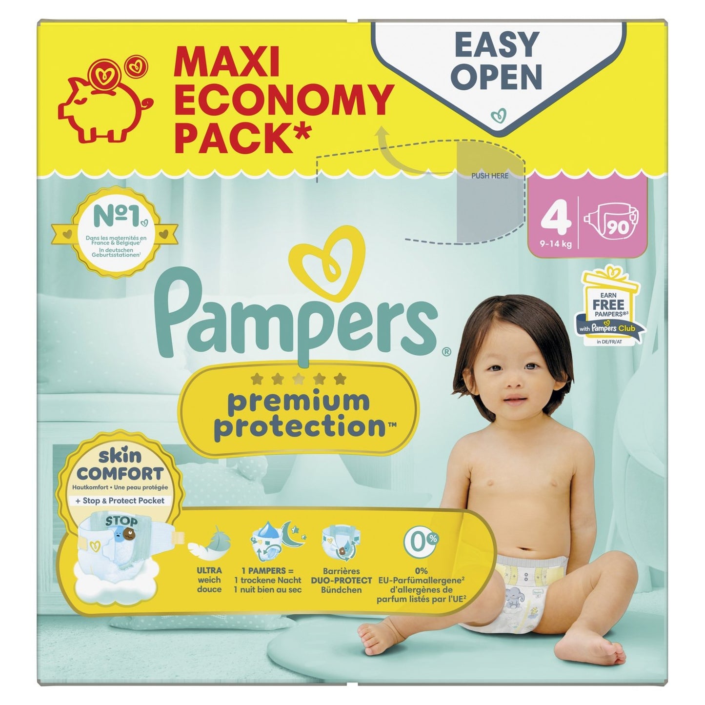 Couches Bébés Prenium Protection 9-14kg Taille 4 PAMPERS