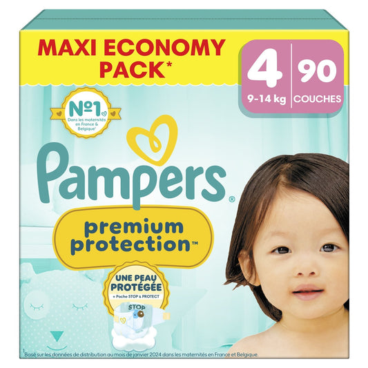 Couches Bébés Prenium Protection 9-14kg Taille 4 PAMPERS le paquet de 90 couches culottes