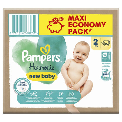 Couches Bébé Harmonie New Baby 2-8kg Taille 2 PAMPERS