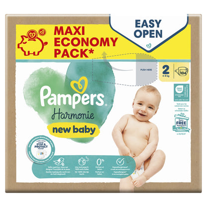 Couches Bébé Harmonie New Baby 2-8kg Taille 2 PAMPERS