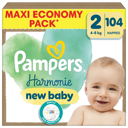 Couches Bébé Harmonie New Baby 2-8kg Taille 2 PAMPERS le paquet de 104 couches