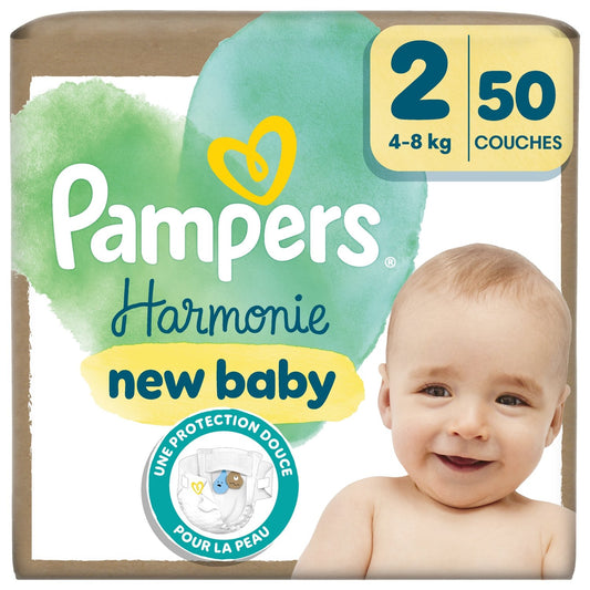 Couches Bébés Harmonie New Baby T2 4-8kg PAMPERS le paquet de 50 couches