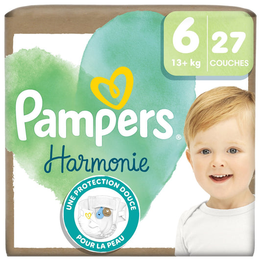 Couches Bébés Harmonie 13+kg Taille 6 PAMPERS le paquet de 27 couches
