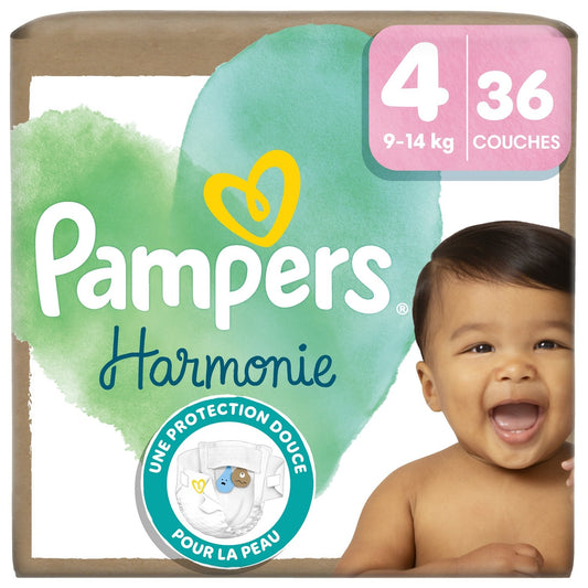 Couches Bébés Harmonie 9-14kg Taille 4 PAMPERS le paquet de 36 couches