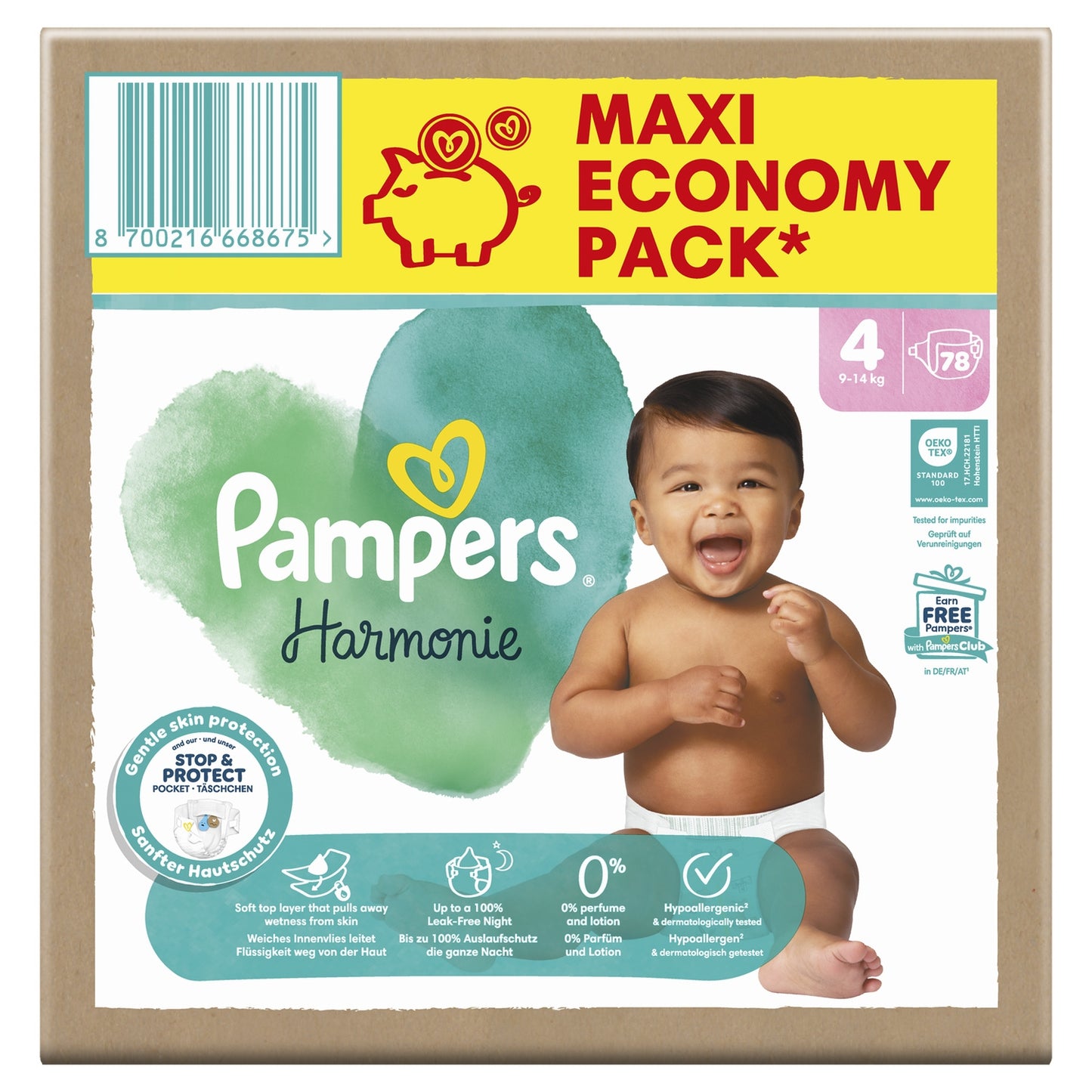Couches Bébés Harmonie 9-14kg Taille 4 PAMPERS