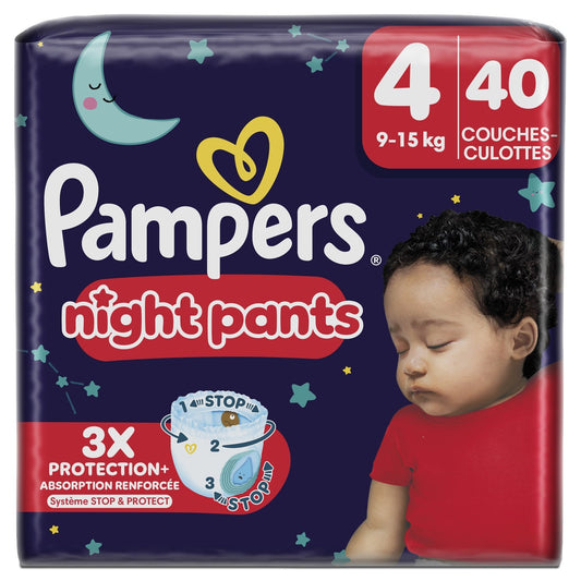 Couches Culottes Bébé Night Pants T4 9-15kg PAMPERS le paquet de 40 couches culottes
