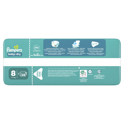 Couches Bébés Baby-Dry 17+ Kg Taille 8 PAMPERS